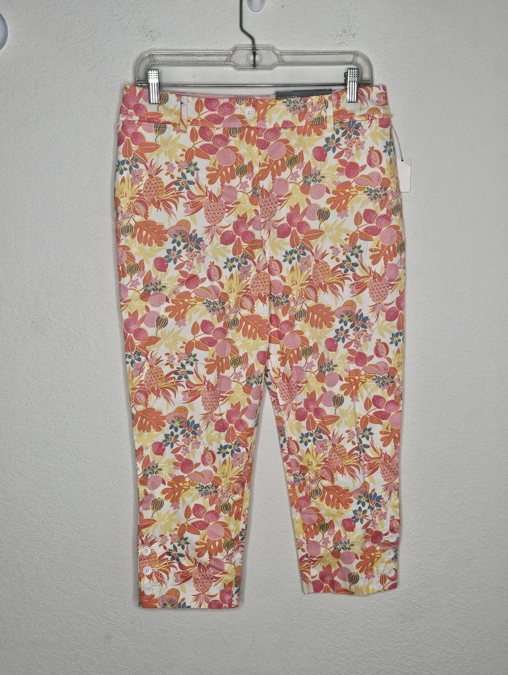 Talbots Perfect Crop Pants 6P Floral Tropical Print Slim Leg Stretch Capri NWT